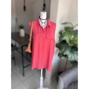 Worthington Sleeveless Button Down Blouse Size XXL